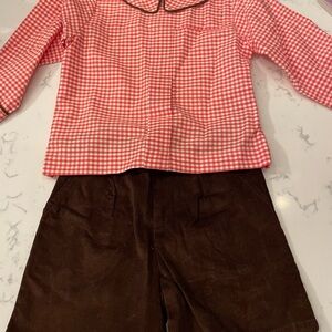 Kelly's Kids Checkered Top and Brown Shorts Set